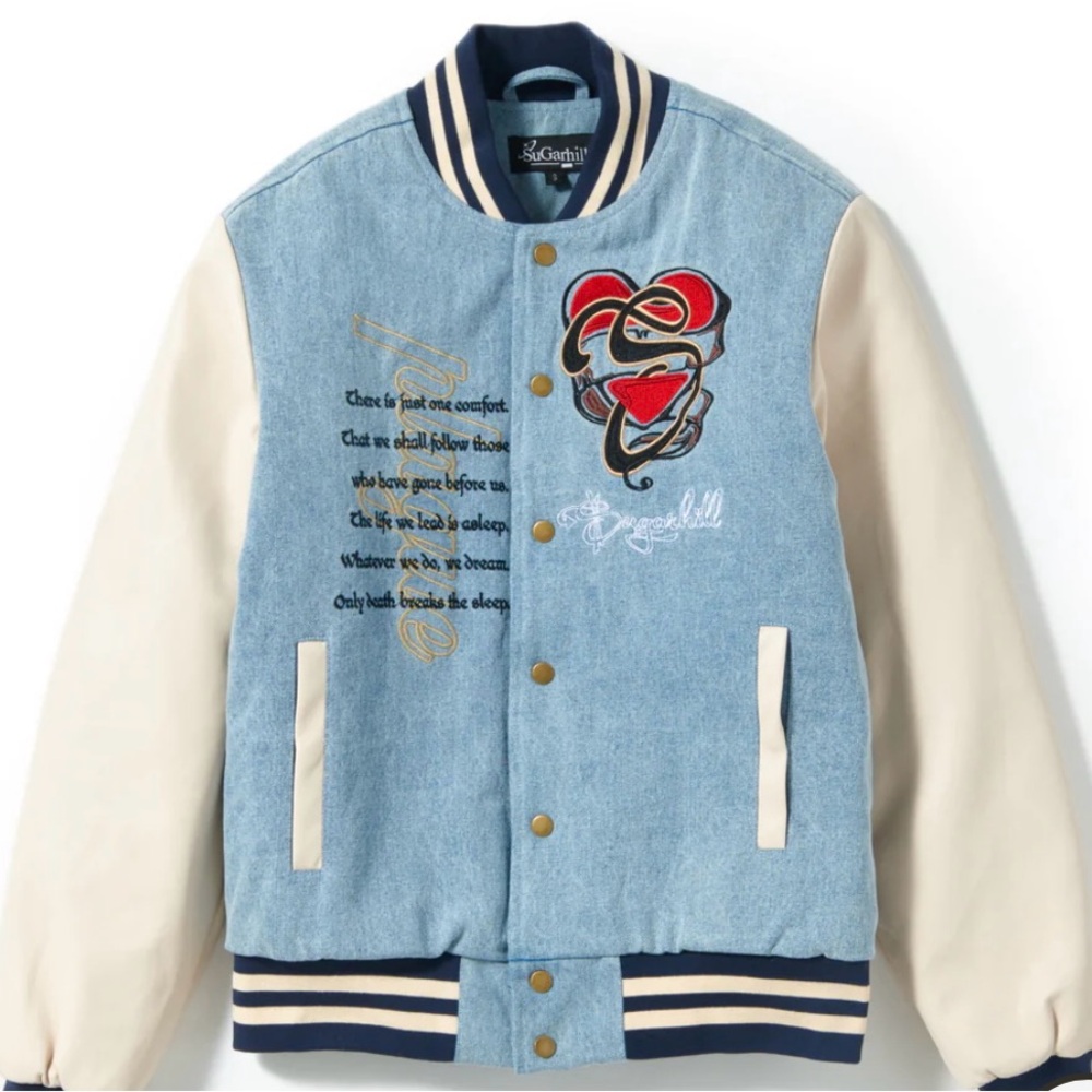 SUGARHILL DENIM LETTERMAN JACKET
